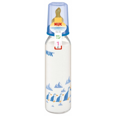Бутылочка NUK с латексной соской для молока с рождения 240 мл.