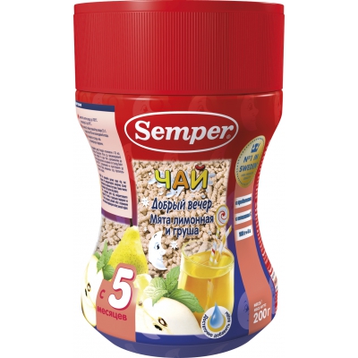 Чай детский Semper Мята лимонная и груша "Добрый вечер" с 5 мес. 200 гр.