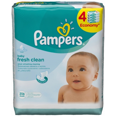 Детские влажные салфетки Pampers Baby Fresh Clean 64x4 шт.