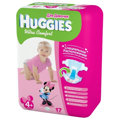 Huggies Ultra Comfort для девочек 4+ (10-16 кг) 17 шт.