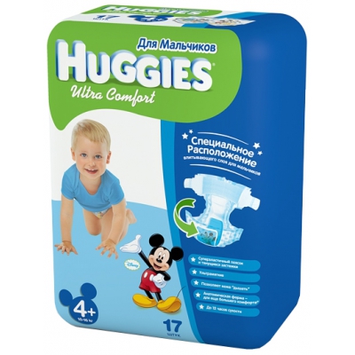 Huggies Ultra Comfort для мальчиков 4+ (10-16 кг) 17 шт.