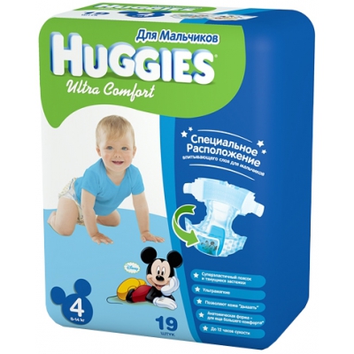 Huggies Ultra Comfort для мальчиков 4 (8-14 кг) 19 шт.