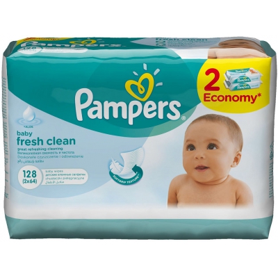 Детские влажные салфетки Pampers Baby Fresh Clean 64x2 шт.