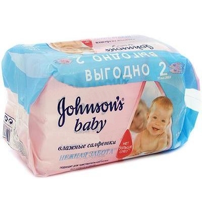 Салфетки влажные Johnsons`baby Нежная забота,  128 шт