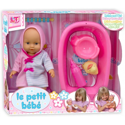 Кукла "Le Petit Bebe" 30 см LokoToys с ванночкой и купальными аксессуарами